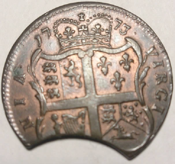 1773-Virginia-Colonial-Mint-Error-Clip-Planchet
